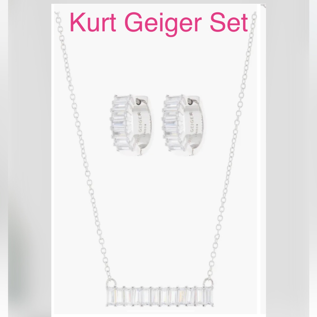 Kurt Geiger “Baguette Crystal Huggie Hoop Earrings” New With Tag